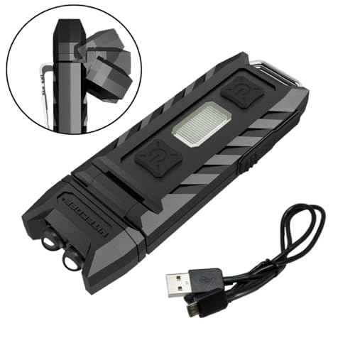 Nitecore Thumb 85 Lumens USB Rechargeable White & Red LED Keychain Light - Tiltable Work Light with Clip and a LumenTac USB Charging Cable