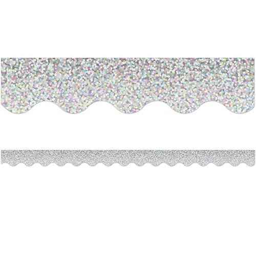 Teacher Created Resources Silver Sparkle Scalloped Border Trim (TCR8765)