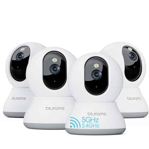 blurams Cameras for Home Security, 2K Pet Camera with Phone App, 5GHz/2.4GHz Dual-Band, 360¡Æ PTZ Indoor Cameras, 2-Way Talk, Motion Tracking, Color/IR Night Vision, Cloud&SD, Works with Alexa (4Pack)
