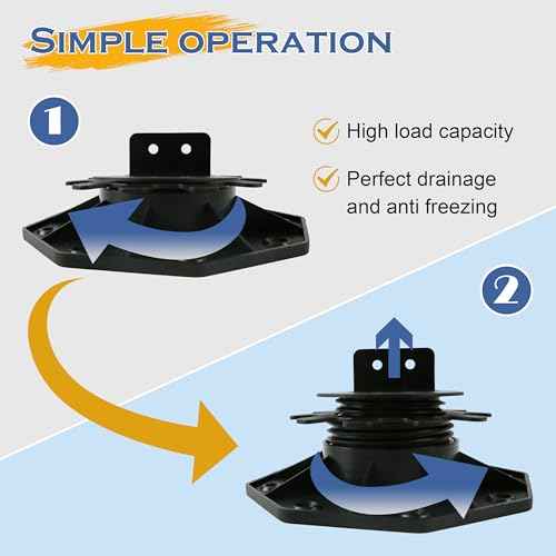 24Pack Adjustable Deck Support Pedestal, Plastic Adjustable Deck Foundation Base, Height Adjustment Raising from 1-3/16" to 2-3/8", Black