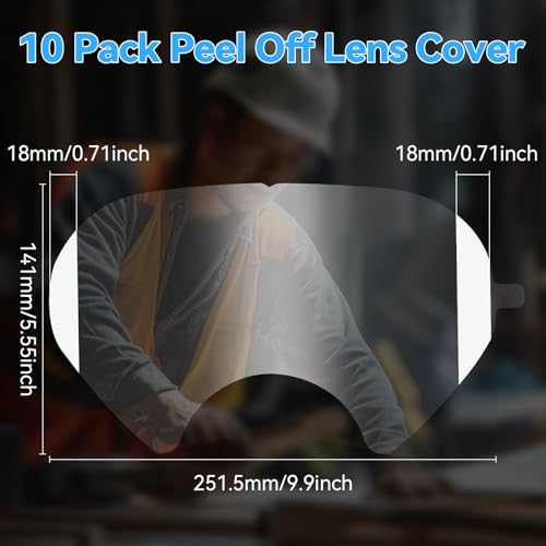 10 Pack Peel Off Lens Covers for 6885, 6000, 6700, 6800, 6900 Series Respirator Masks - Anti-Fog Protective Faceshield Accessories