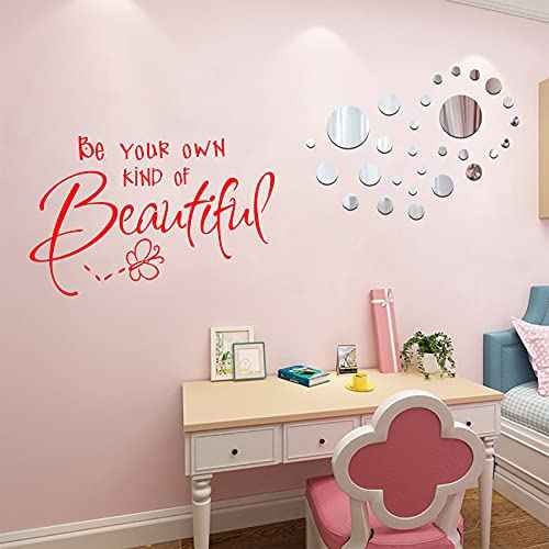 Be Your Own Kind of Beautiful Butterfly Wall Stickers Quote Wall Decor for Bedroom Teen Girl, DIY Decal Wallpaper for Car Window, Livingroom, Bathroom, Teen Bedroom Decor
