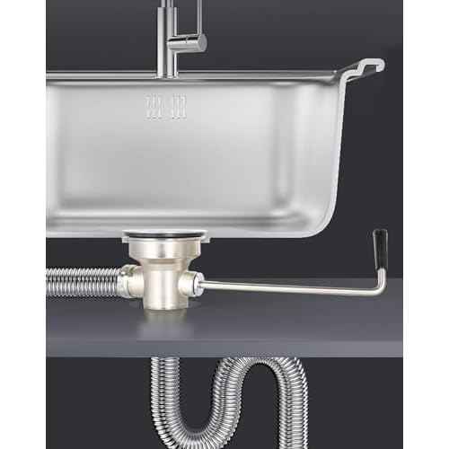 3-1/2 Inch Commercial Sink Drain with Twist Handle Kitchen Sink Opening Waste Drain Valve Stopper Prevents Sink Clogged Overflow for 1/2/3 Compartment Sink Style Drains