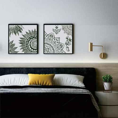 9 Pack 12x12 Inch Large Stencil Reusable Mandala Stencil Laser Cut Painting Template for Floor Wall Tile Fabric Furniture, DIY Art and Craft Stencils