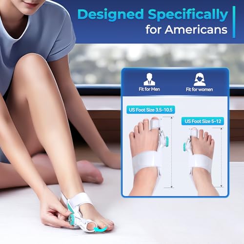 Bunion Corrector for Women Men Big Toe, 2025 Upgraded Adjustable Bunions Fix for Relief, Orthopedic Toe Correction with Anti-slip Heel Strap, Suitable for Left Right Feet, Day Night Support, 1 Pair