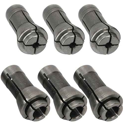 6 Pack Die Grinder Collet, Grinding Machine Clamping Collet Adapter 1/4" and 1/8" Arbors Shanks, 3 Pack 3mm and 3 Pack 6mm Grinding Machine Clamp