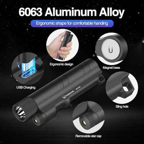 DARKFANG EDC Flashlight with Green Beam, Long Range Portable Flashlight for Hiking and Camping Outdoor