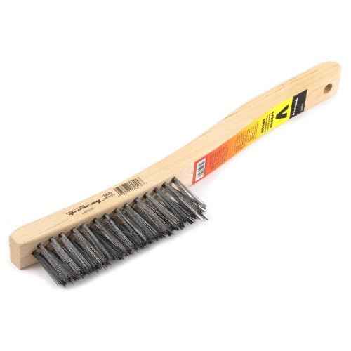 Forney 70522 V-Groove Carbon Steel Wire Brush, with Wood Handle, 13-3/4-Inch-by-.014-Inch