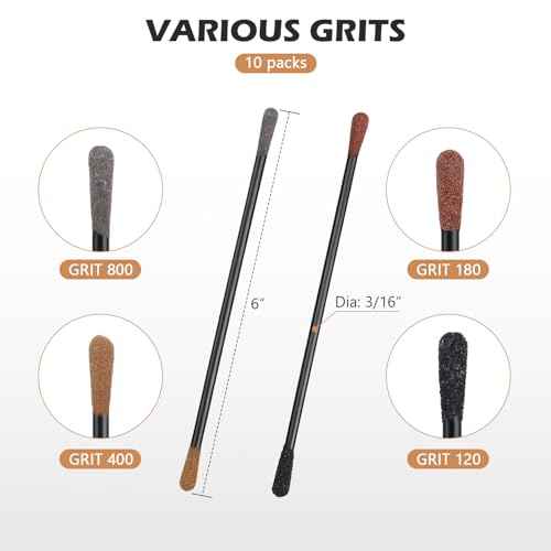 SCOTTCHEN Sanding Sticks Matchsticks Fine Detailing Sanding Grits 120/180 and 400/800-10 Pack