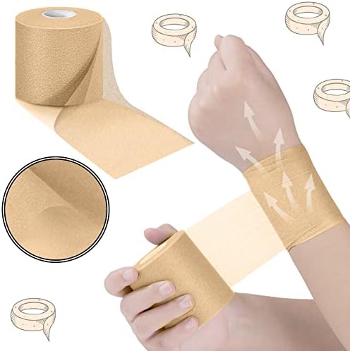 24 Pieces Foam Underwrap Tape Sports Prewrap Athletic Tape Foam Pre Wrap for Ankles Wrists Hands and Knees(Beige)