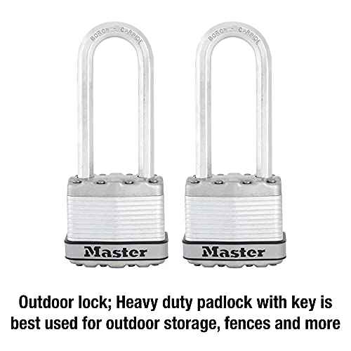 Master Lock M1XTLJ Magnum Heavy Duty Padlock with Key, 2 Pack Keyed-Alike