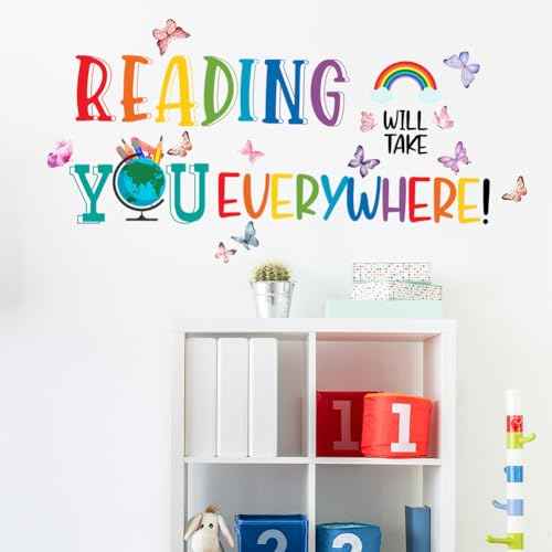 Reading Will Take You Everywhere Inspirational Quote Wall Sticker for Classroom Library Positive Saying Decor