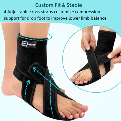 AFO Foot Drop Brace for Walking, Plantar Fasciitis Night Splint, Ankle Foot Orthosis, Drop Foot Brace w/Arch Support Relief Pain for TBI, ALS, MS Stroke, Fracture, Spinal Cord Injury Right
