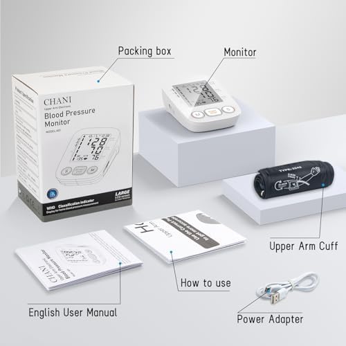 Blood Pressure Monitor for Home Use, Upper Arm Blood Pressure Machine with Large Cuff, Blood Pressure Machine, Adjustable Arm Cuff 8.7"-16.5",Large Display, 2 * 500 Readings Memory