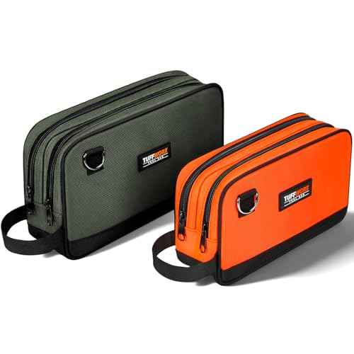 Tool Pouch, Small Tool Bag, Multi-Compartment Storage Pouch, Gray and Orange, 2-Pack