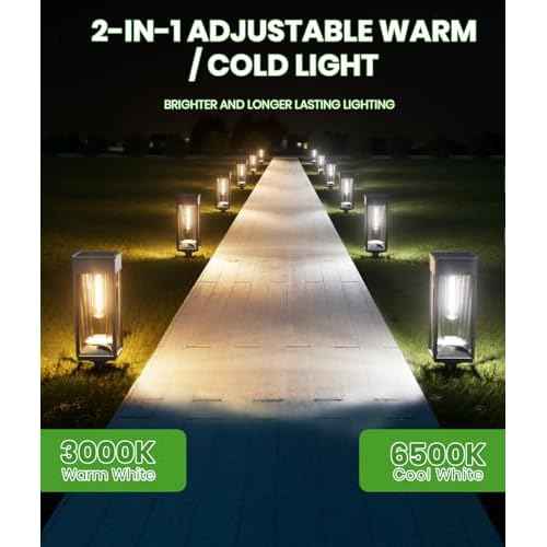 Solar Pathway Lights 2-in-1 Warm&Cool, 8 Pack Bright Solar Lights Outdoor Waterproof IP65, Auto On/Off, Long Lasting Outdoor Light for Yard Patio Garden Decor Landscape Lighting