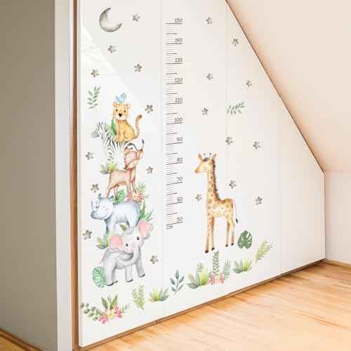 Giraffe & Elephant Kids Height Wall Chart£¬Cute African Animal Height Stickers, Children's Room Wall Stickers, Growth Chart for Wall, Peel & Stick Nursery Wall Decals for Baby Bedroom.