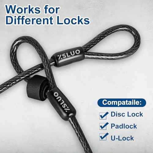 Security Steel Cable with Loops - 3/8 inch (10 mm) 40 ft Heavy Duty Bicycle Chain with PVC-Coated Braided Cable and Ring Suitable for U-Locks and Padlocks(20/30/40 ft)