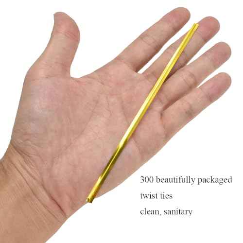 HAHIYO 300Pcs 6inches Gold Metal Twist Ties Bread Candy Coffee Bag Ties Plant Garden Twist Ties for Cellophane Treat Bags Gift Wraping Bags Plastic Bags Halloween Party Cake Present Art Crafts