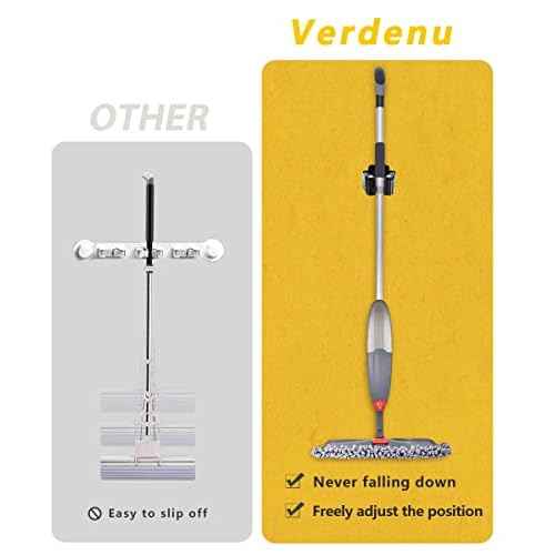 Verdenu 25 Pack Broom Holder Wall Mount, Mop and Broom Holder Wall Mount, Stainless Steel Command Mop Holder with Screws, Garden Tool Storage Organizer for Kitchen, Home, Bathroom, Garage, Black