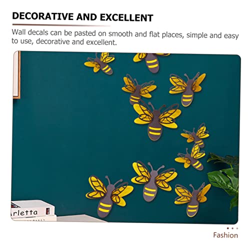 12 Pcs 3D Honey Bee Wall Stickers - Removable Decorative Decals for Kids Room Nursery and Home Decor - Perfect for Parties and Holiday Decorations