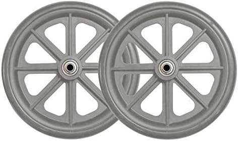 Caster Wheel, Hard Rubber Tire, 8" x 1"- 1 9/16" Hub Width; Fits Most Sunrise, Medline, Drive, Invacare, E&J, Guardian, ALCO & Other Manual Wheelchairs (Gray, 5/16" Axle, Narrow Hub) One Pair