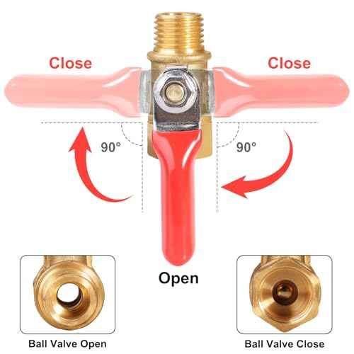 1/4 Inch Valve Npt Air Compressor Brass Heavy Duty Valve Male and Female Shut off Switch 1/4 NPT Thread Pipe Fitting (Male x Female 3PCS)