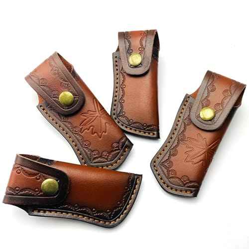 Leather Pocket Knife Sheath,Carry Snap Case for Folding Knife Pouch EDC Holster Belt Loop Brown Outdoor Hunting Camping Gift 4.33"