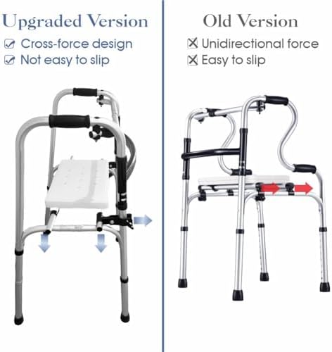 Universal Walker Rest Seat for Attachable Seat Folding Walker, Maximum Weight Capacity of 250 Pounds, Adjustable Range:20"~24"(White)