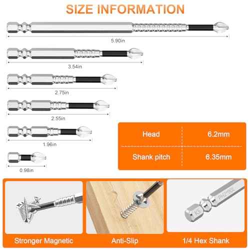 High Magnetic Screwdriver Drill Bit Set - 6pcs K5 Impact Resistant Non Slip Bit - Screwdriver Bit Set - Magnetic Screwdriver Set - 25 50 65 70 90 150mm (6pcs)