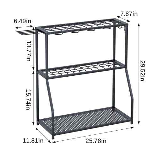 Organizer Yard Tool Storage Rack,Garden Organizer,Steel Yard Tool Racks To Store Long-Handled Tools,Tool Holder For Garden,Shed,Outdoor,Black