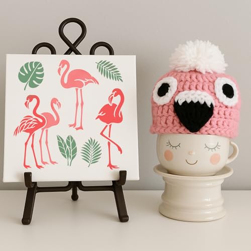 6Pcs Flamingo Stencil PET Painting Templates Drawing Inlay Border Stencils for Furniture Reusable DIY Craft for Wall Wood Fabric Canvas Paper Home Decor 11.7inch