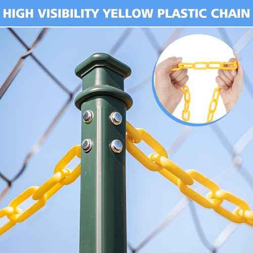 100FT Plastic Chain, Yellow Plastic Chain Links, Waterproof Safety Chain, Plastic Barrier Chains for Crowd Control