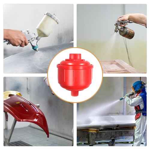 2PCS Mini Red Disposable Air Water Filters Paint Gun Filter Disposable for Standard 1/4 Inch Threads, Spray Guns and Air Tools