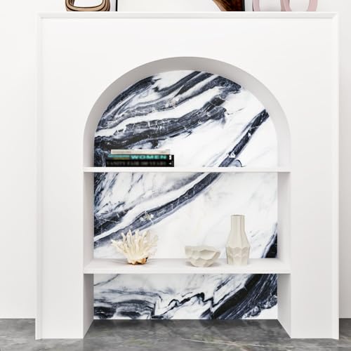 Wallercity Glossy Blue/White Marble Contact Paper for Countertops Kitchen Granite Peel and Stick Wallpaper Removable Vinyl Wraps for Drawer Liner 15.8''x78.7'' Marble Wall Paper for Cabinets Counters