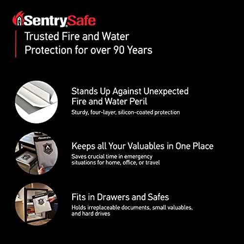 SentrySafe Fire and Water Resistant Portable Bag with Zipper for Money or Document Storage, FBWLZ0SSC