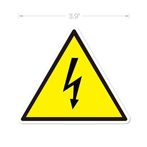 dealzEpic - Yellow Triangle Electrical Shock Hazard Risk Warning Sign - Self Adhesive Peel and Stick Vinyl Sticker - 10 cm (3.94 inches) | Pack of 4 Pcs