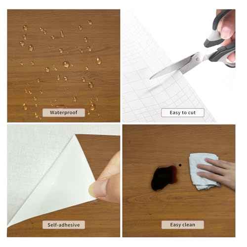 seonta Wood Contact Paper Wood Peel and Stick Wallpaper 16"x78.7" Waterproof Self Adhesive Wall Paper Table Cover Wood Vinyl Wrap for Countertop Desk Table Cabinets Brown Red C
