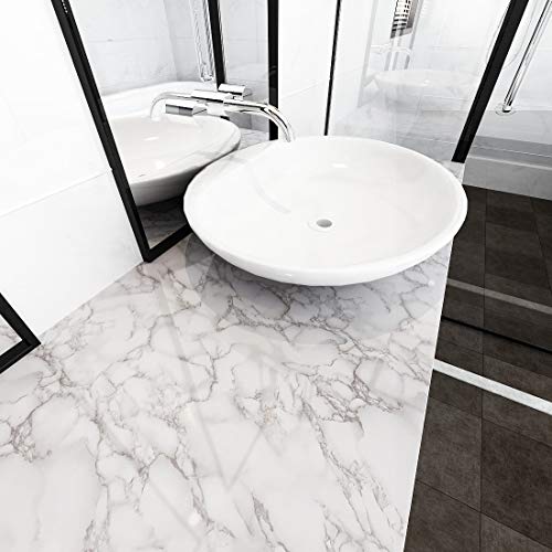 LACHEERY Grey White Marble Contact Paper Decorative Cabinet Contact Paper Waterproof Kitchen Countertop Peel and Stick Wallpaper for Backsplash Drawer Liners Self Adhesive Wall Paper Roll 15.8"x80"