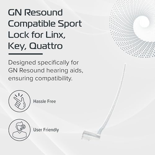 GN Resound Compatible Sport Lock for Linx 3D/Quattro/Savia/Vivia Key Models - Pack of 10 Retention Tail for Hearing Aids