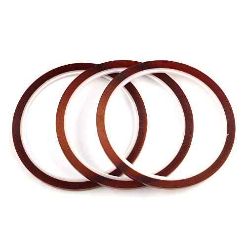 E-outstanding 3pcs 1/8" Tawny Polyimide Single Silicone Adhesive Tape 3mmx33m High Temperature Resistant Tape for Masking, Welding, PCB Gold Finger Protection, Electronic Adhesive Insulation