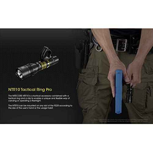 Nitecore NTR10 Tactical Clip-on Ring for Nitcore CI7, New P12, New P12R, P22R and i4000R, Black
