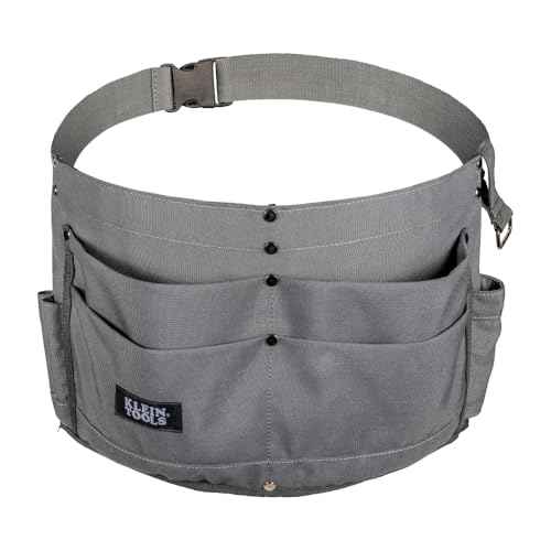 Klein Tools 21022 6-Pocket Tool Apron, Durable Duck Canvas with Riveted Seams, Adjustable 28-Inch to 46-Inch Length Work Belt, Removable Tape Measure Loop