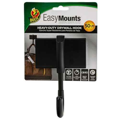 Duck Brand EasyMounts Garage Hooks Heavy Duty Wall Mount Hanging - Black, 2-Pack