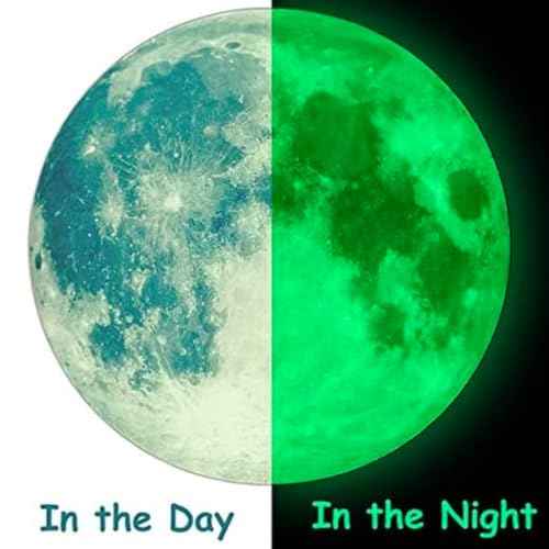 Glow in The Dark Moon Wall Stickers, 12 Inches, 2 Pack