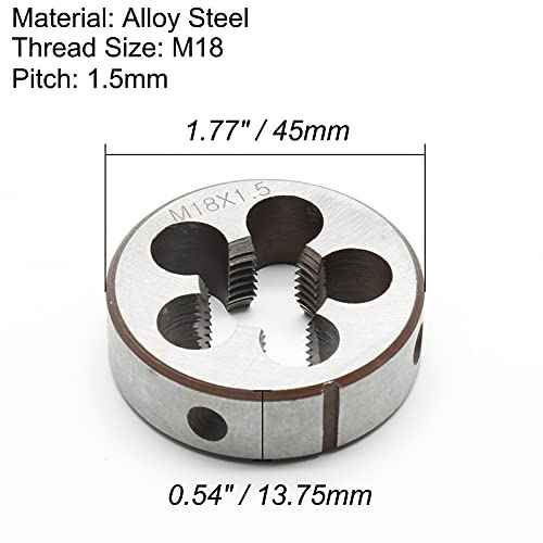 M18 x 1.5 Metric Right Hand Thread Die for Threading, 18mm Thread & 1.5mm Pitch, Alloy Steel