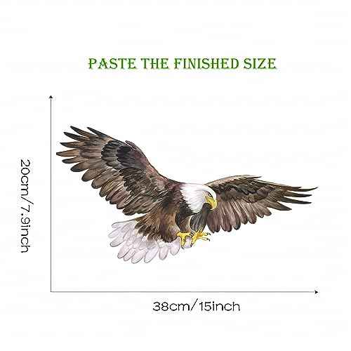 Bald Eagle Wall Stickers, sacinora Bird Animal Wall Decals Removable Vinyl Peel and Stick for Living Room Bedroom Children's Room Bathroom Kitchen Sofa TV Background Art Decorations