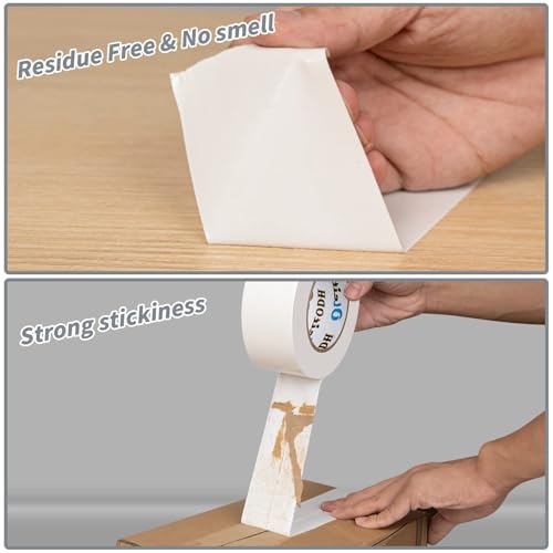 6 Pack White Duct Tape Heavy Duty Bulk 1.88 inch x 20 Yards,Strong No Residue All-Weather Duct Tape, Waterproof, Tear by Hand, Multi-Use for Indoor & Outdoor Repairs, Industrial, Professional Use