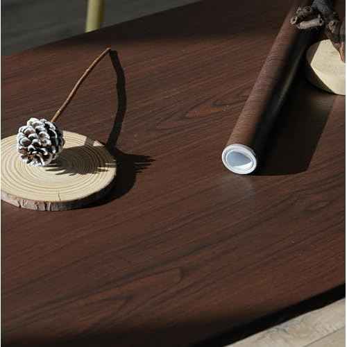 GloryTik 17.7"x118"Red Brown Wood Contact Paper Peel and Stick Wallpaper Faux Wood Grain Removable Self Adhesive Wood Look Wallpaper Contact Paper for Countertops Cabinets Furniture Room Wall Decor