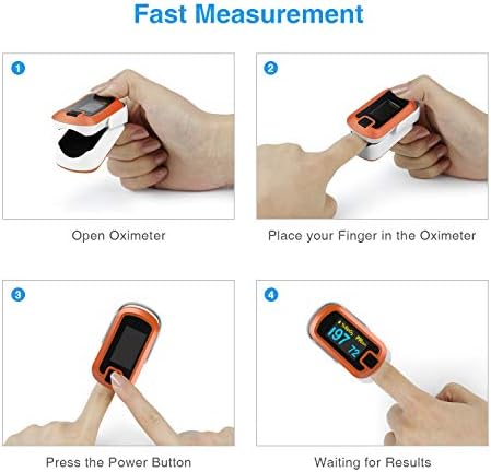 MIBEST Orange Dual Color OLED Finger Pulse Oximeter - Blood Oxygen Saturation Monitor with Color OLED Screen Display and Included Batteries - O2 Saturation Monitor